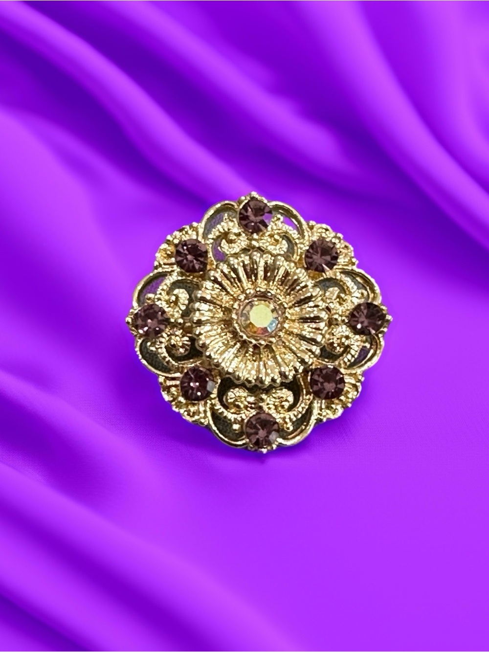 Gold Tone Floral Brooch